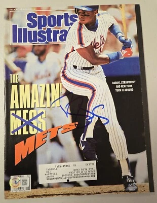 Darryl Strawberry Signed Sports Illustrated 7/9/90 Dodgers NY Mets Auto Beckett  - Image 1 of 4