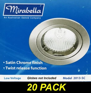 20 x Satin Brushed Chrome Fixed Downlight Fitting 12V MR16 Low Voltage Mirabella