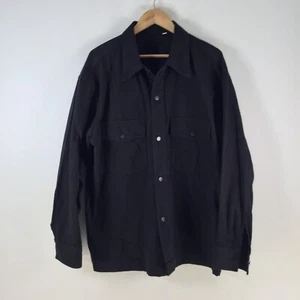 Uniqlo mens denim jacket shacket size L black long sleeve cotton collar 106826 - Picture 1 of 8