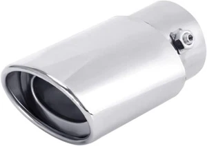 Silver Oval Exhaust Tip Muffler 15 To 225 Inch Easy Installation Tailpipe Decor - Picture 1 of 7