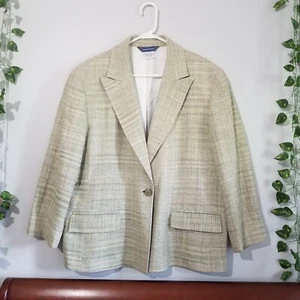Austin Reed Plus Tweed India Green 16W Silk Blend Cottage Core  Blazer Jacket  - Picture 1 of 11