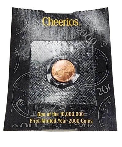 First-Minted Year 2000 Uncirculated Lincoln Penny - Cheerios Promotion w/ COA Cover