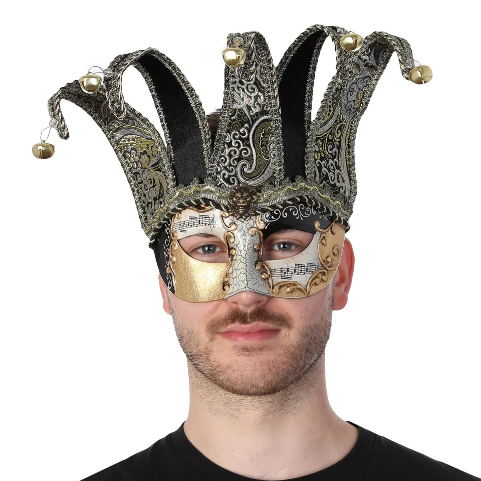 Jester Venetian Mask  Masquerade Eye Mask Mens Fancy Dress Cosplay Halloween - Image 1 of 1