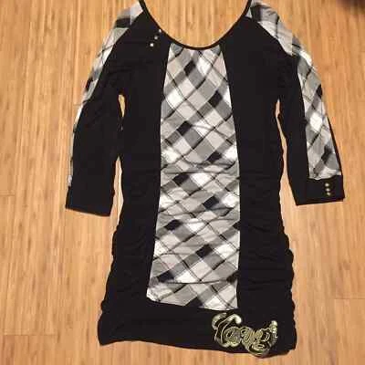 Vestido camisero Coogi negro ajustado para mujer talla 1X manga larga Foto 1 de 4