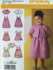 Simplicity 2710 Kind Kleid Jacke Muster ungeschnitten Größe 3-8 Mädchen besondere Anlässe - Bild 1 von 4