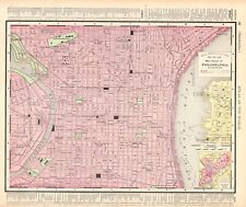 1895 Antique PHILADELPHIA Street Map Rand McNally City Map of Philadelphia 859