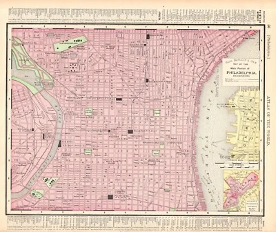 1895 Antique PHILADELPHIA Street Map Rand McNally City Map of Philadelphia 859 - Image 1 of 4