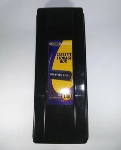 Fellowes Cassette Storage Box Holds 15 Tapes Stackable Black Plastic Case Lk New - Imagen 1 de 4