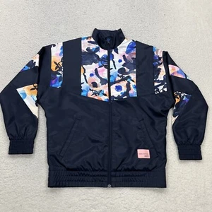 Adidas Track Jacket Girls Extra Larg Black Floral Full Zip - Picture 1 of 15