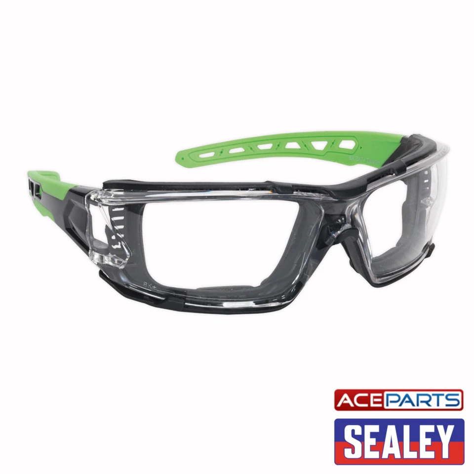Sealey SSP68 Safety Glasses Spectacles EVA Foam Lining Clear Anti Scratch Lens - Image 1 of 4