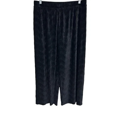 Pantalones para mujer Isaac Mizrahi altos plisados de terciopelo de pierna ancha lisos negros azabache talla MT Foto 1 de 2