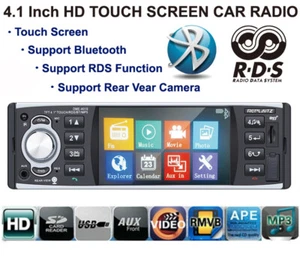 Specchio stereo autoradio singolo 1 din 4" RDS/AM/FM nel cruscotto Bluetooth touch screen - Foto 1 di 18