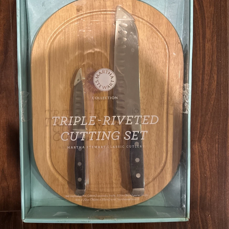 Martha Stewart Juego de Corte Triple Remachado Juego de Cubiertos 3 Piezas NUEVO Foto 1 de 1