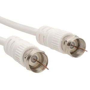 F-Type Plug to Plug Coaxial Cable for Satellite TV 10m White - Picture 1 of 6