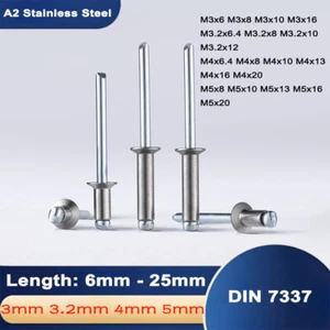 3mm 3.2mm 4mm 5mm Countersunk Pop Rivets Open Csk Blind Rivet Stainless Steel A2 - Picture 1 of 27