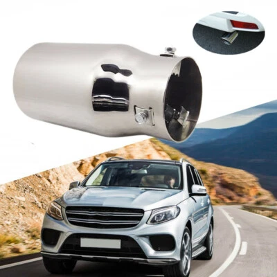 1Pc Car Round Bright Stainless Steel Titan Chrome Exhaust Pipe Tip Tail Muffler - Image 1 of 4