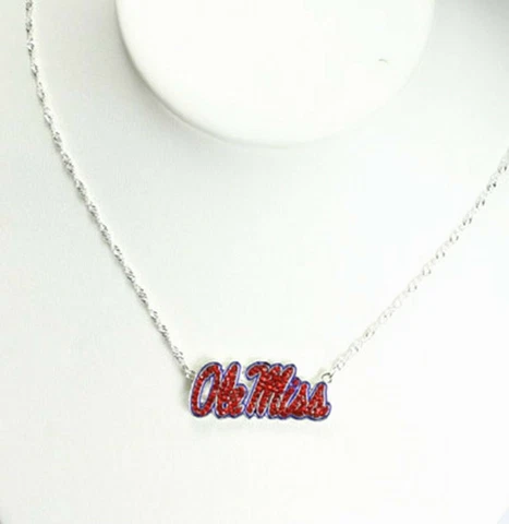 University of Mississippi OLE MISS REBELS RED CRYSTAL PENDANT NECKLACE jewelry Cover