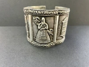Antique Hand Made WW2 Art Deco Victorian SILVER Figures  Bracelet 147 Grams R12 - Picture 1 of 12
