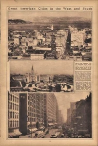 1922 Arial Views San Francisco New Orleans Chicago Sepia Rotogravure Vintage - Picture 1 of 1