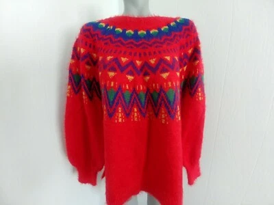 Suéter suéter para mujer Time And Tru rojo Rover Fair Isle talla L (12-14) nuevo con etiquetas Foto 1 de 4