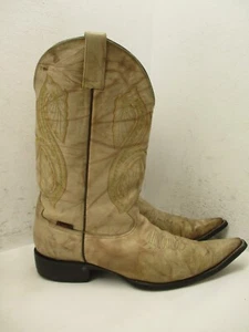 Stivali da cowboy Artillero Botos da uomo invecchiati in pelle beige a punta taglia 30 MEX - Foto 1 di 19