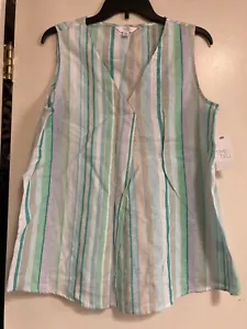 NWT TIME AND TRU Women's Cool Combo Striped Sleeveless Woven Tank Shirt Size S - Picture 1 of 3