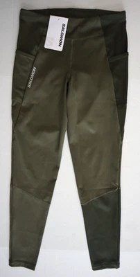 Salomon C20381 Women Sz M Grape Leaf/Forest Night Green Cross Run 28” Tights $95 - Image 1 of 4
