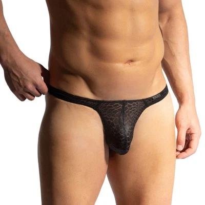 Manstore M2468 Tower String mens underwear thong see through lace mesh black - Image 1 of 2