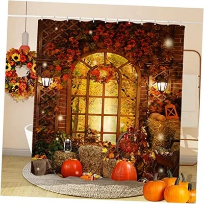  Cortina de Ducha Cosecha Otoño Acción de Gracias, Otoño 72"W x 72"L (Pack de 1) Rojo Foto 1 de 4