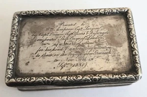 Wm Thomson Coin Silver Snuff Box London Ship Onyx 1831 Voyage Greenock to NY - Picture 1 of 12