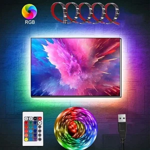 USB LED Strip Lights 2M RGB Colour Changing Tape TV Kitchen Lighting - Picture 1 of 8