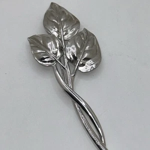 Vintage Trifari Triple Leaf Branch Silver Tone Large Brooch  - Picture 1 of 14