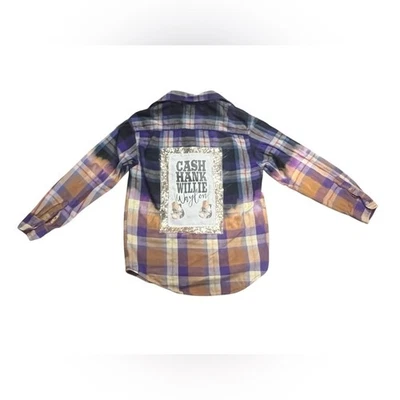 Camisa de Franela Arizona as Cash Hank Willie Waylon Talla L Cuadros Hecha a Mano Country Foto 1 de 4