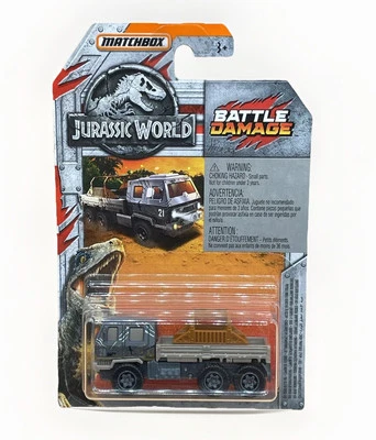 Jurassic World Matchbox Rescue Rig – Battle Damage Long Card Diecast Truck New - Image 1 of 4