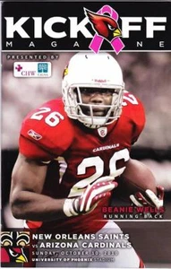New Orleans Saints vs Arizona Cardinals Kickoff Program 10/10/10 Beanie Wells - Picture 1 of 1