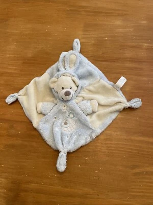 AUCHAN DOUDOU OURS PLAT DEGUISE LAPIN ECRU Beige BLEU OISEAU ETOILE LUNE - Photo 1/4