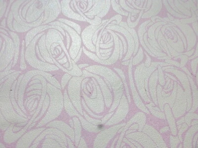 calfskin leather hide Large Pastel Pink Vintage Roses Print on White butter soft - Image 1 of 4