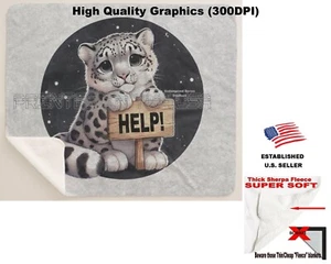 Manta polar Sherpa arte bebé especie en peligro de extinción ayuda leopardo de las nieves - Imagen 1 de 6