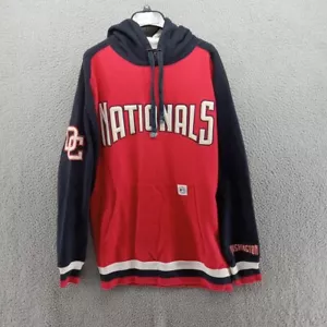 Washington Nationals Sweatshirt Mens Large Red Blue Pullover Hoodie Spellout - Picture 1 of 9