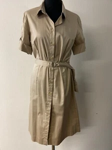 Women's Vintage 90s beige safari style Dress by Laura Ashley | Short Sleeve - Picture 1 of 12