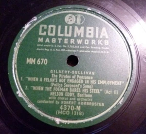 78rpm Columbia - GILBERT SULLIVAN - WHEN A FELON NOT ENGAGED & ANXIOUS FOR SHINE - Picture 1 of 4