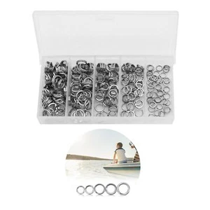 200Pieces Fishing Split Rings Stainless Steel Double Snap Kit 5 Sizes - Picture 1 of 7