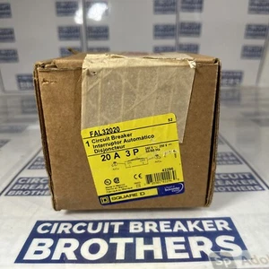 Square D FAL32020 20 Amp 240V 3 Pole Circuit Breaker-Warranty (New In Box) - Picture 1 of 7