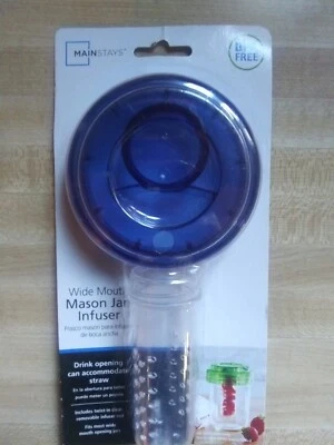 不含双酚 A 的共济会罐注入器盖,宽口,带吸管开口,蓝色 — 第 1/3 张图片