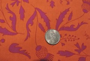 100% Cotton Fabric - Andover Botany Orange with a Purply Tonal - By The Yard - Picture 1 of 2