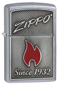 Zippo Logo & Flame Emblem Pocket Lighter 29650 - Picture 1 of 5