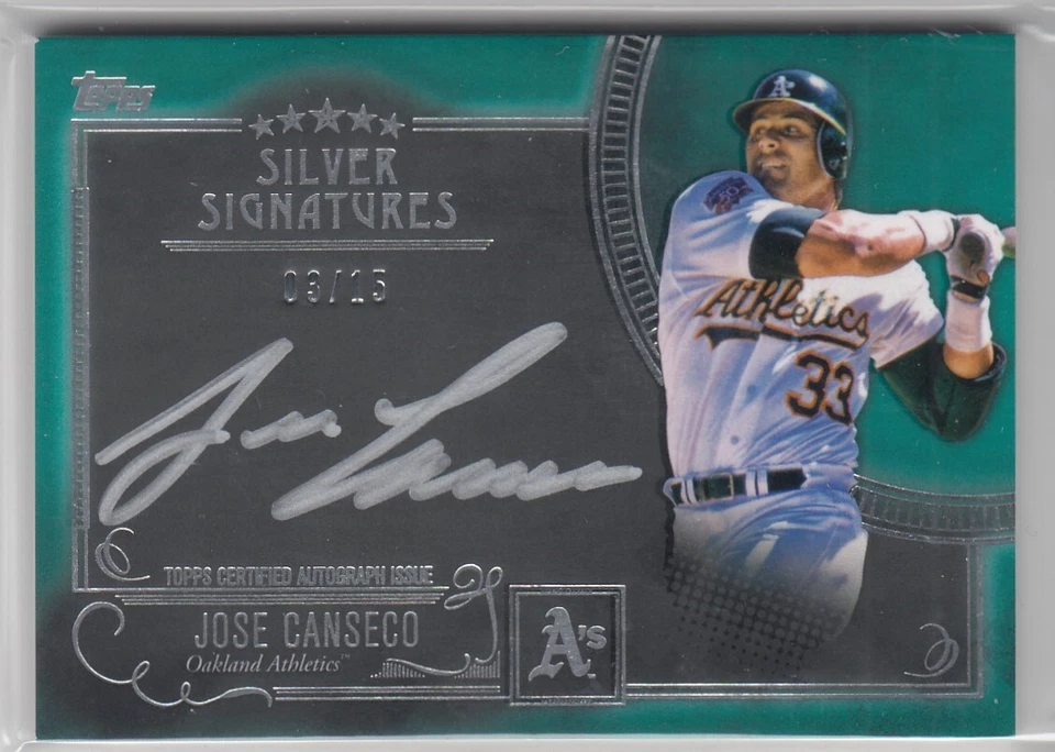2016 Jose Canseco Topps Five Star Silver Green AUTO /15 - JC Oakland A's - Image 1 of 1