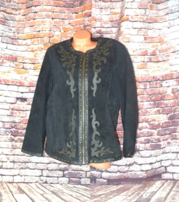 Linea by Louis Dell'Olio Plus Size 1X Black Suede Leather Studded Jacket - Image 1 of 4