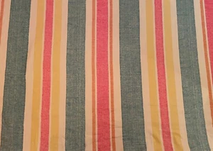 KATHRYN IRELAND Moroccan Stripe flame orange pink blue handprint cotton 5 yds - Picture 1 of 4