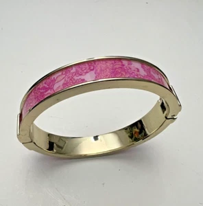 Brazalete Brazalete Lily Pulitzer Rosa Floral Bisagras Firmado - Imagen 1 de 3